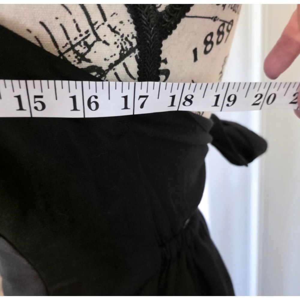 Japna Black Strapless Maxi Dress Open Back Tie Linen Blend XS formal small flaw - Picture 5 of 10